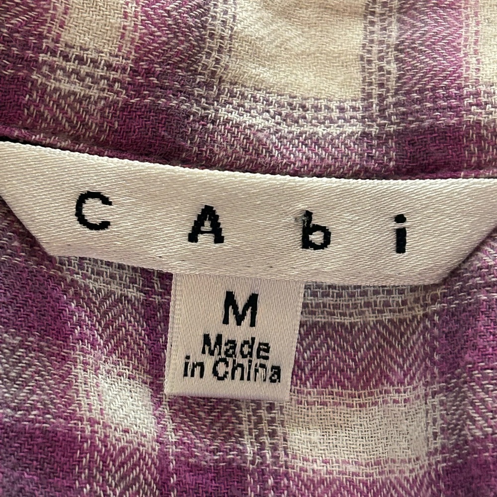 Cabi | Size Medium Lavender Plaid Button-Up Collared Shirt - Picture 5 of 6